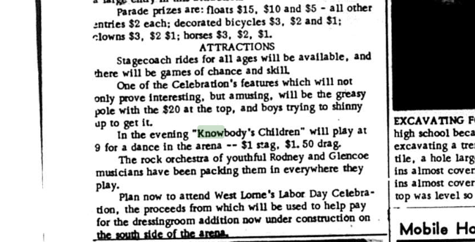 West Lorne Labor Day 1970